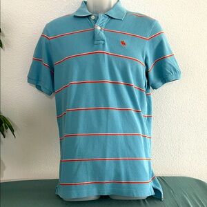 Abercrombie & Fitch Mens Blue Striped Polo Shirt